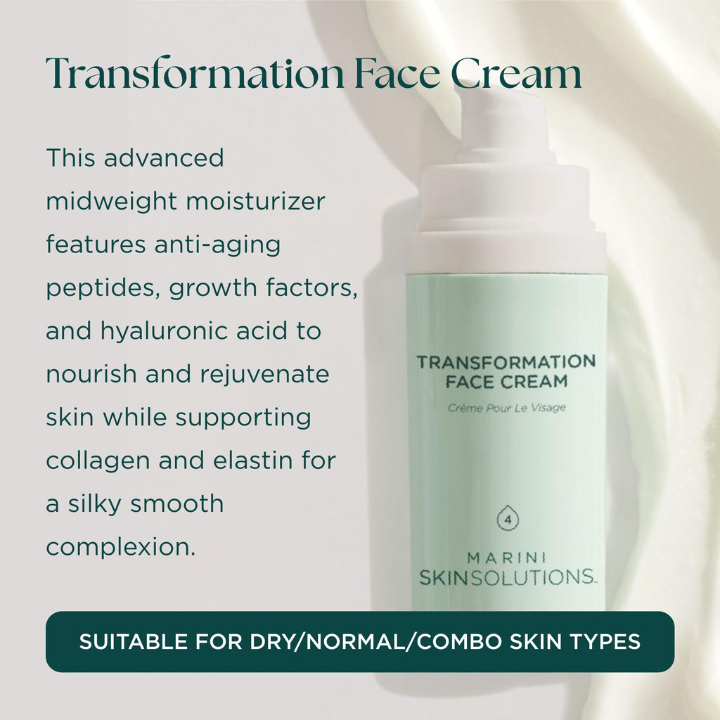 Marini SkinSolutions Transformation Face Cream – Advanced Moisturizer with Peptides, Growth Factors & Hyaluronic Acid | Cruelty-Free, Made in USA, 1 oz