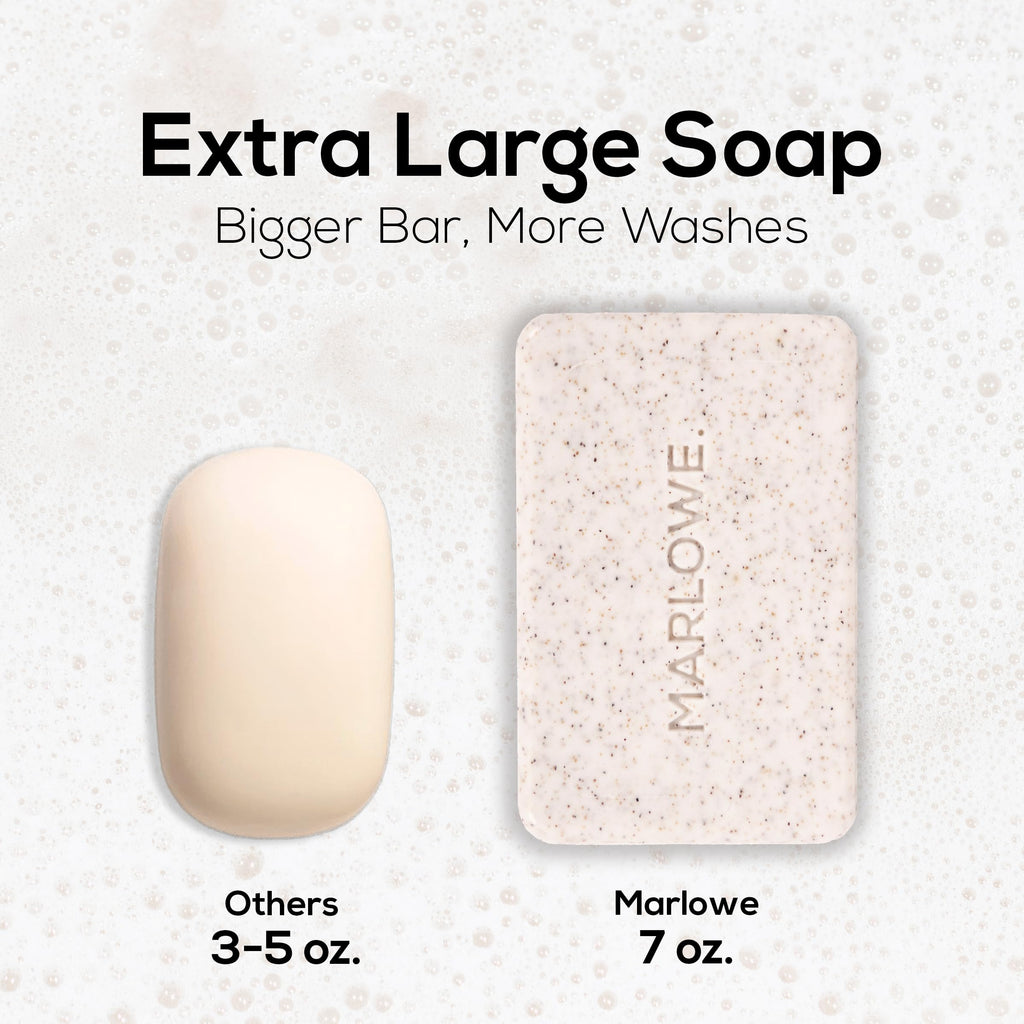 MARLOWE No. 102 Oud Wood Body Scrub Soap – Exfoliating Bar with Shea Butter & Olive Oil