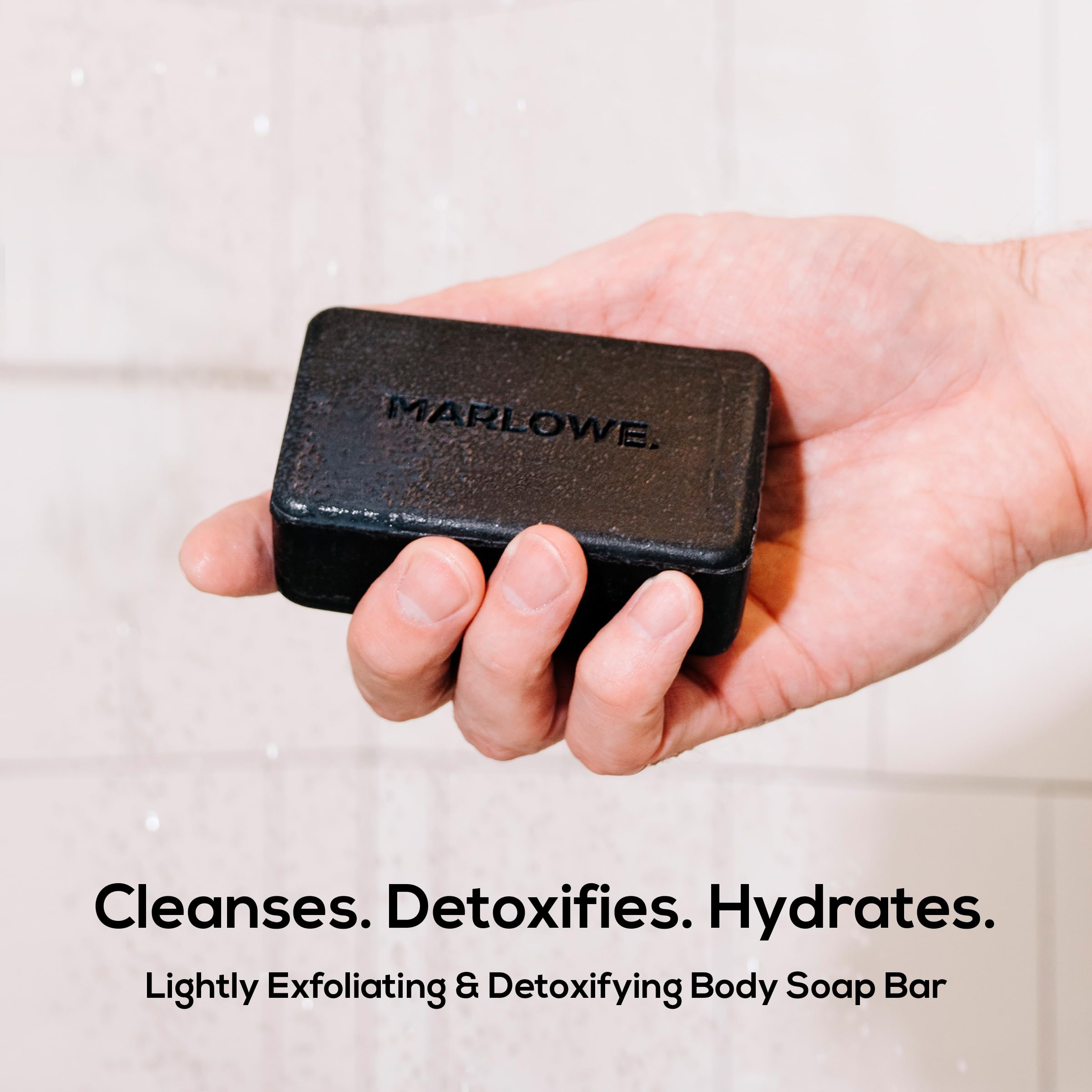 MARLOWE No. 106 Charcoal Soap – 7 oz Bar (3-Pack) Purifying, Hydrating for Men with Woodsy Sage + Fir