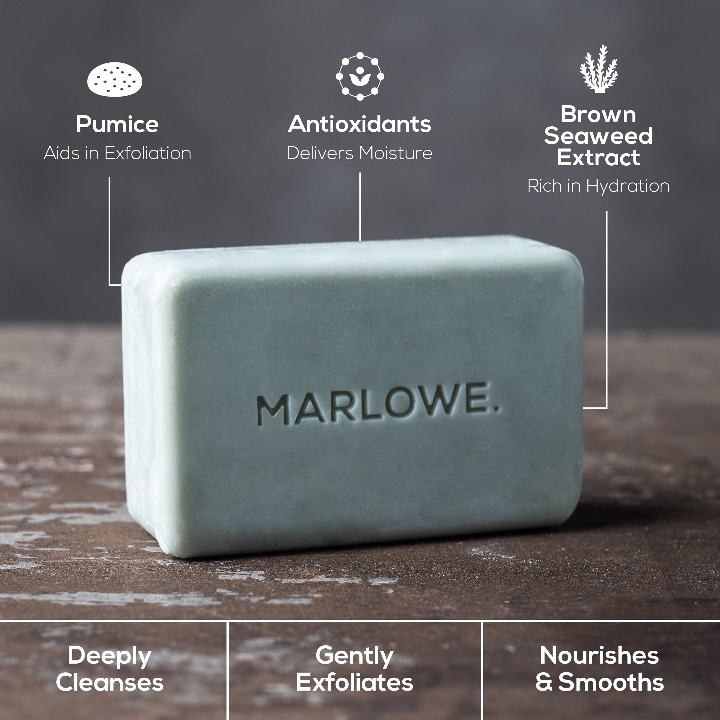 MARLOWE No.108 Lightly Exfoliating Soap Bar 7oz – 3 Bars | Polishing, Moisturizing & Cleansing for Men