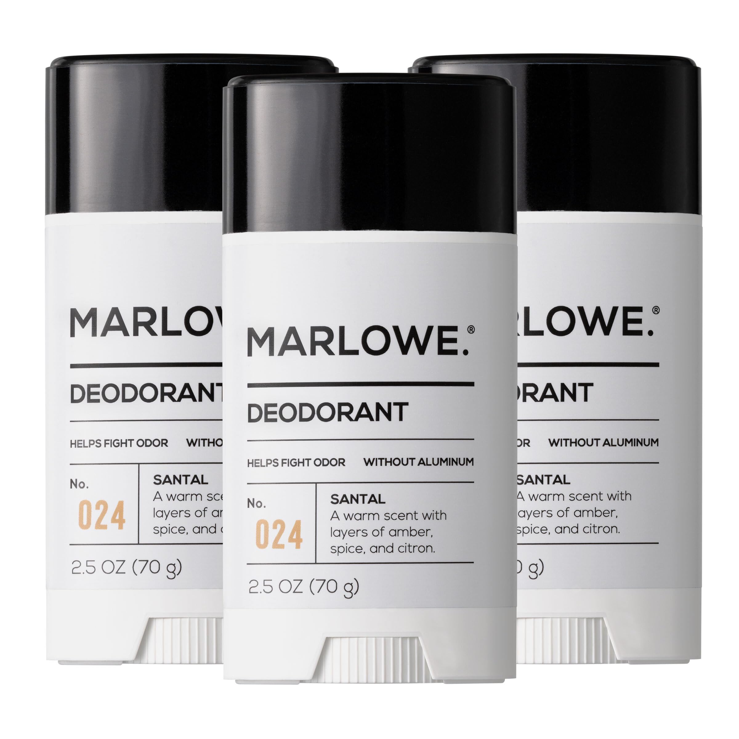 MARLOWE No.024 Mens Santal Deodorant 3-Pack – Aluminum-Free Natural Deodorant