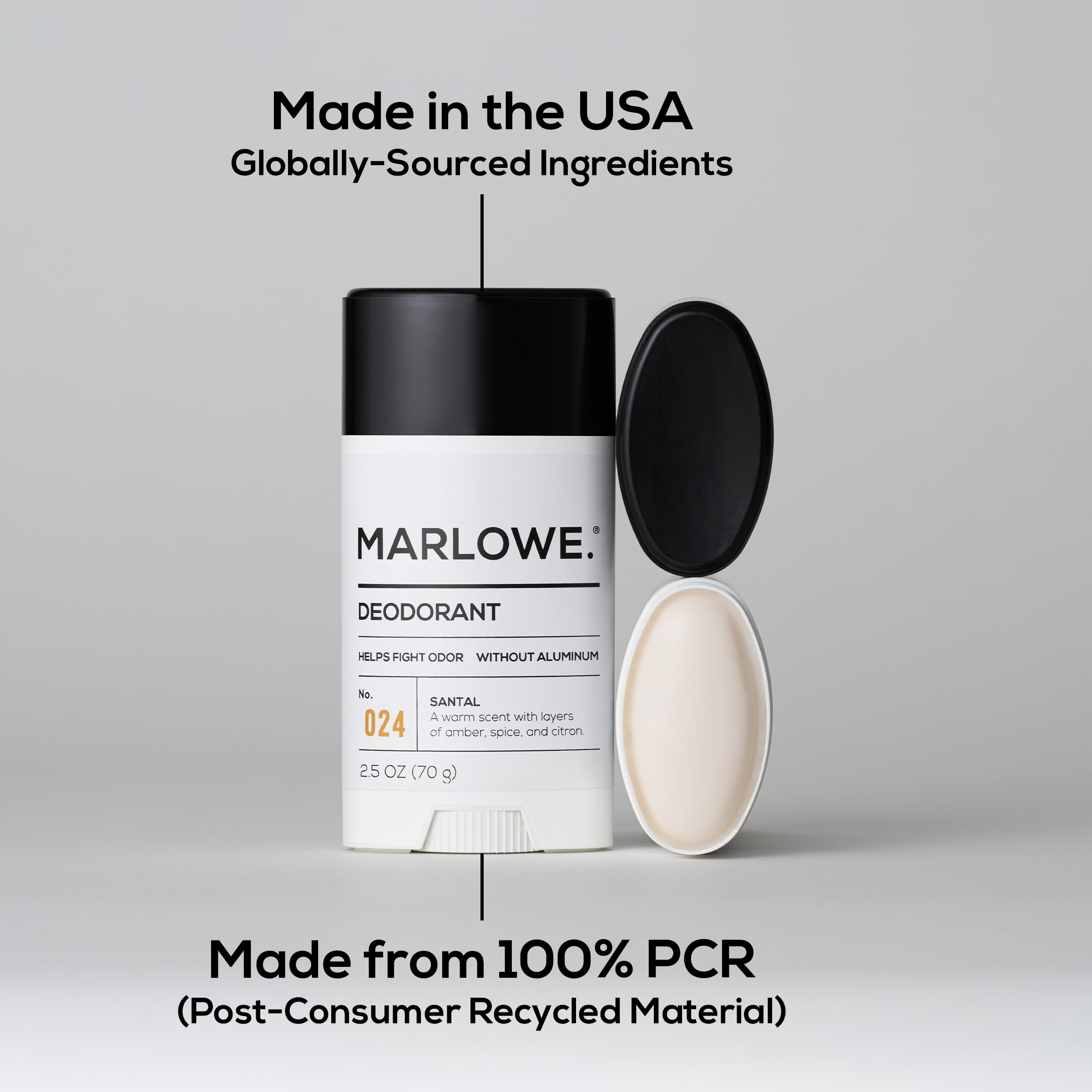 MARLOWE No.024 Mens Santal Deodorant 3-Pack – Aluminum-Free Natural Deodorant
