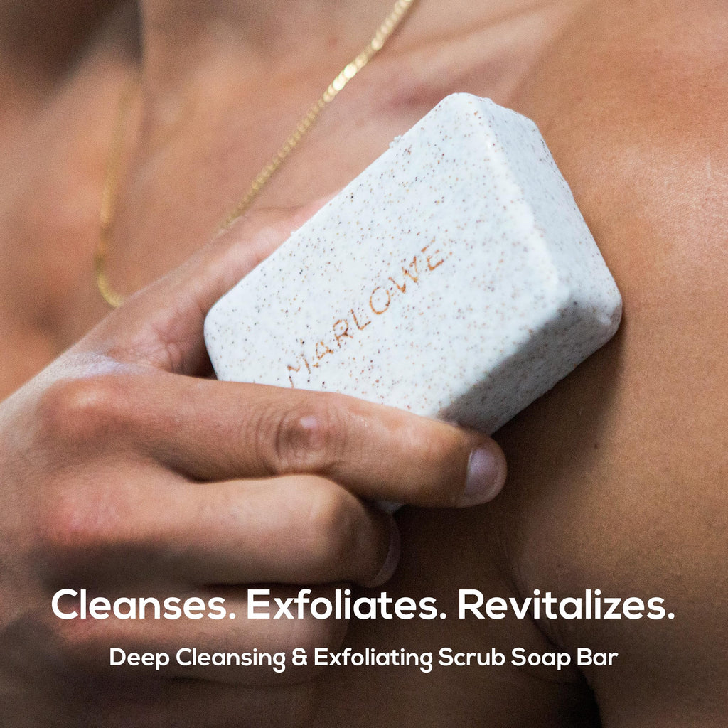 MARLOWE No. 102 Body Scrub Soap – Exfoliating 7 oz Bar (6-Pack) with Shea Butter, Olive Oil & Green Tea