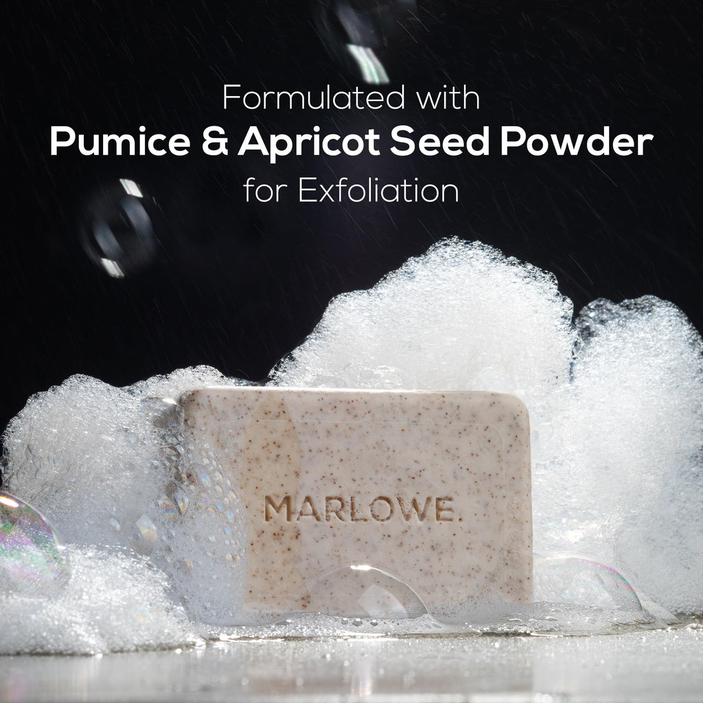 MARLOWE No. 102 Body Scrub Soap – Exfoliating 7 oz Bar (6-Pack) with Shea Butter, Olive Oil & Green Tea