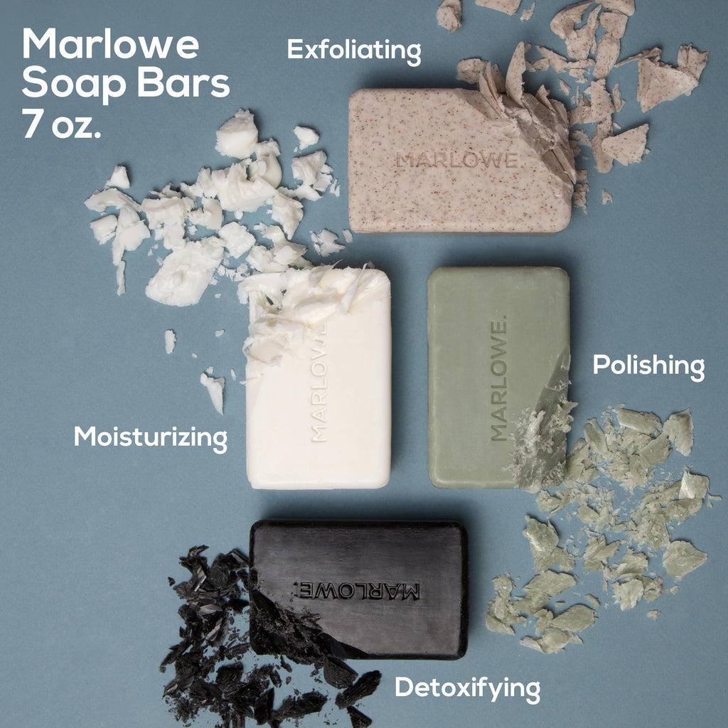 MARLOWE No. 102 Body Scrub Soap – Exfoliating 7 oz Bar (6-Pack) with Shea Butter, Olive Oil & Green Tea