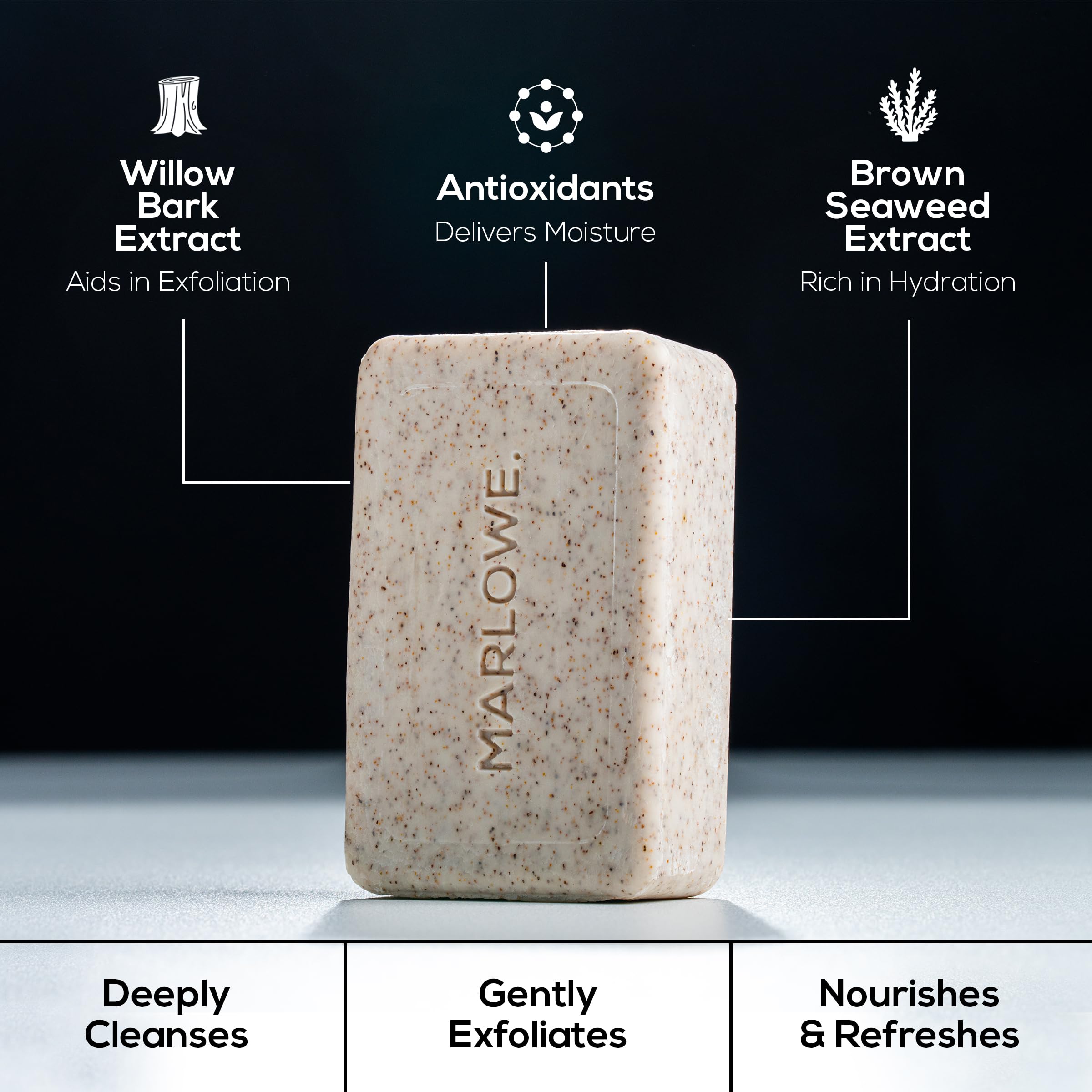 MARLOWE No. 102 Body Scrub Soap – Exfoliating 7 oz Bar (6-Pack) with Shea Butter, Olive Oil & Green Tea