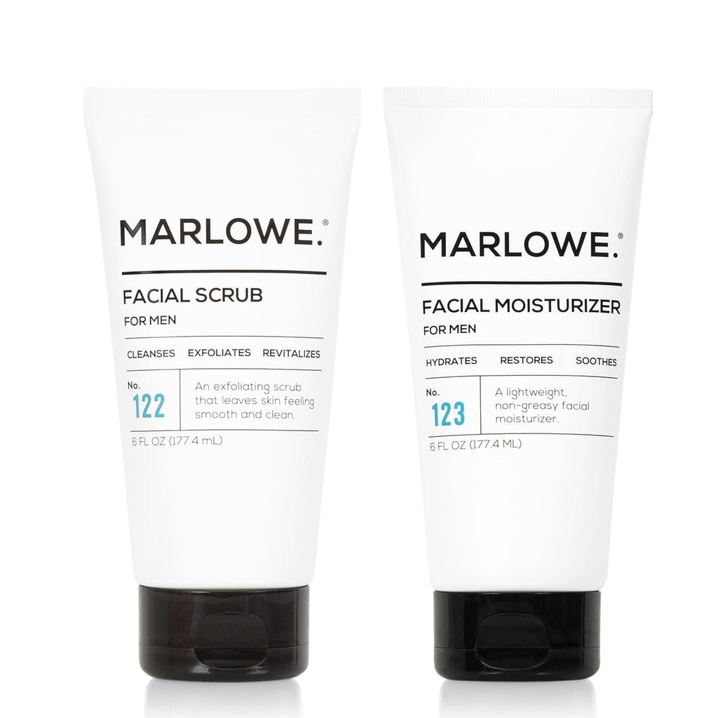 MARLOWE Skin Care Set No.122 Facial Scrub + No.123 Facial Moisturizer – Exfoliate, Hydrate, Soothe