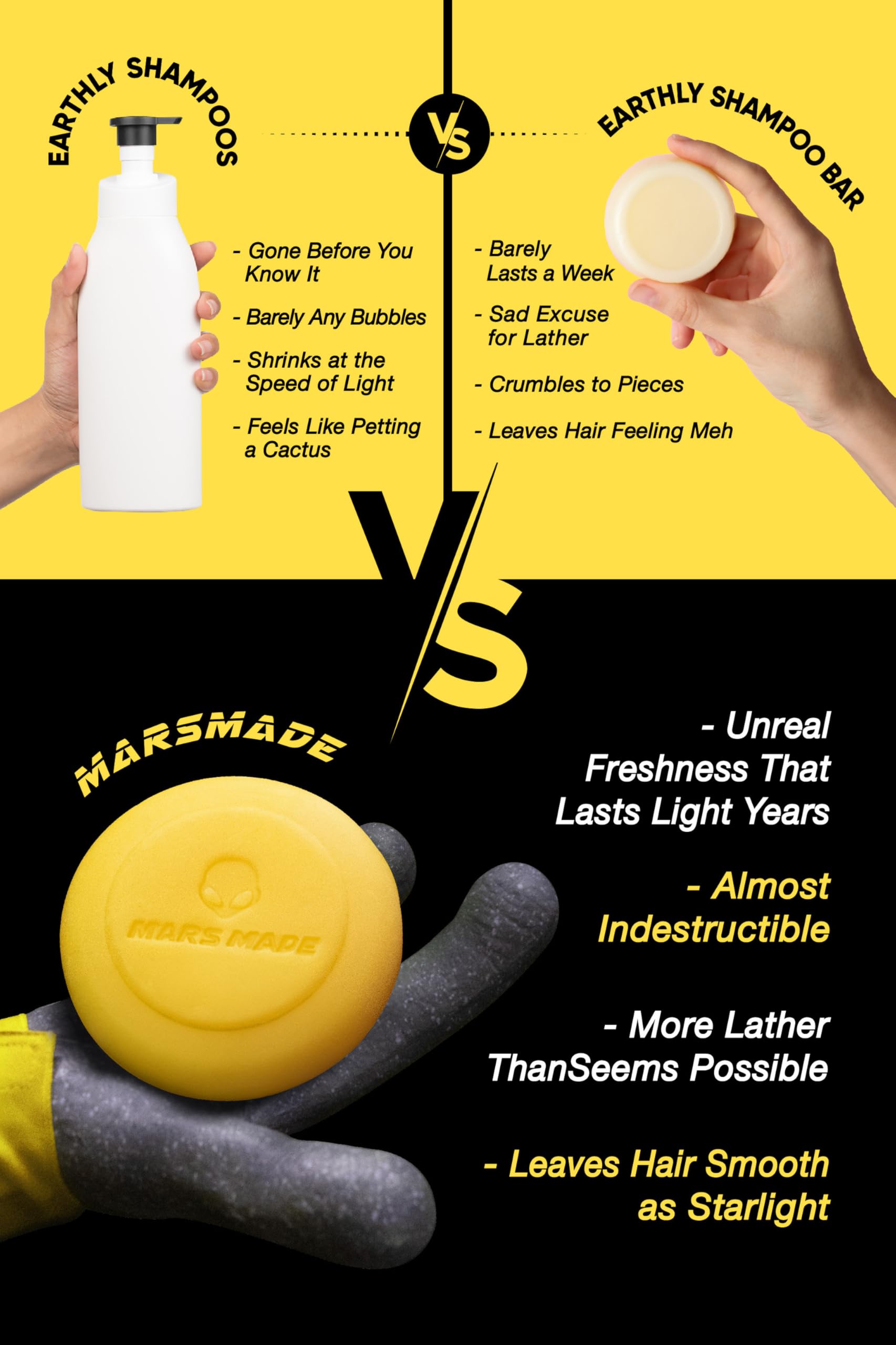 Mars Made Sea Salt Shampoo Bar 2.0 – Hydrating, Volumizing Solid Shampoo for All Hair Types