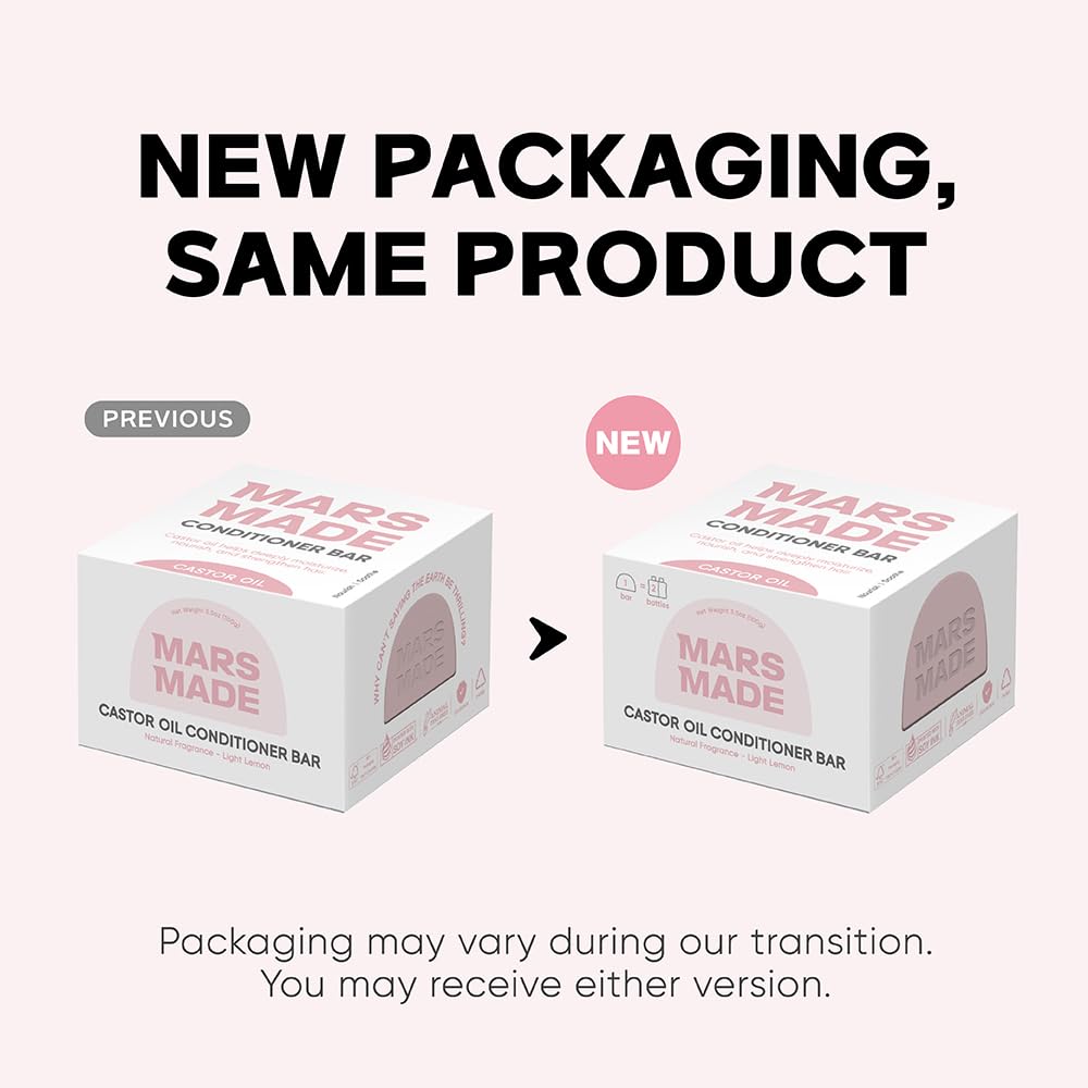MARS MADE Castor Oil Conditioner Bar – Nourishing, Zero-Waste Hair Care (3.5 oz)