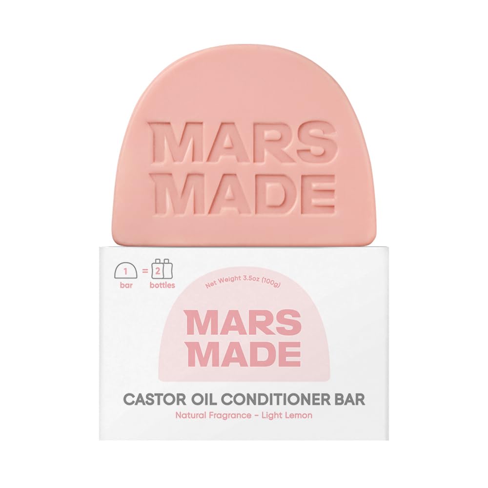 MARS MADE Castor Oil Conditioner Bar – Nourishing, Zero-Waste Hair Care (3.5 oz)