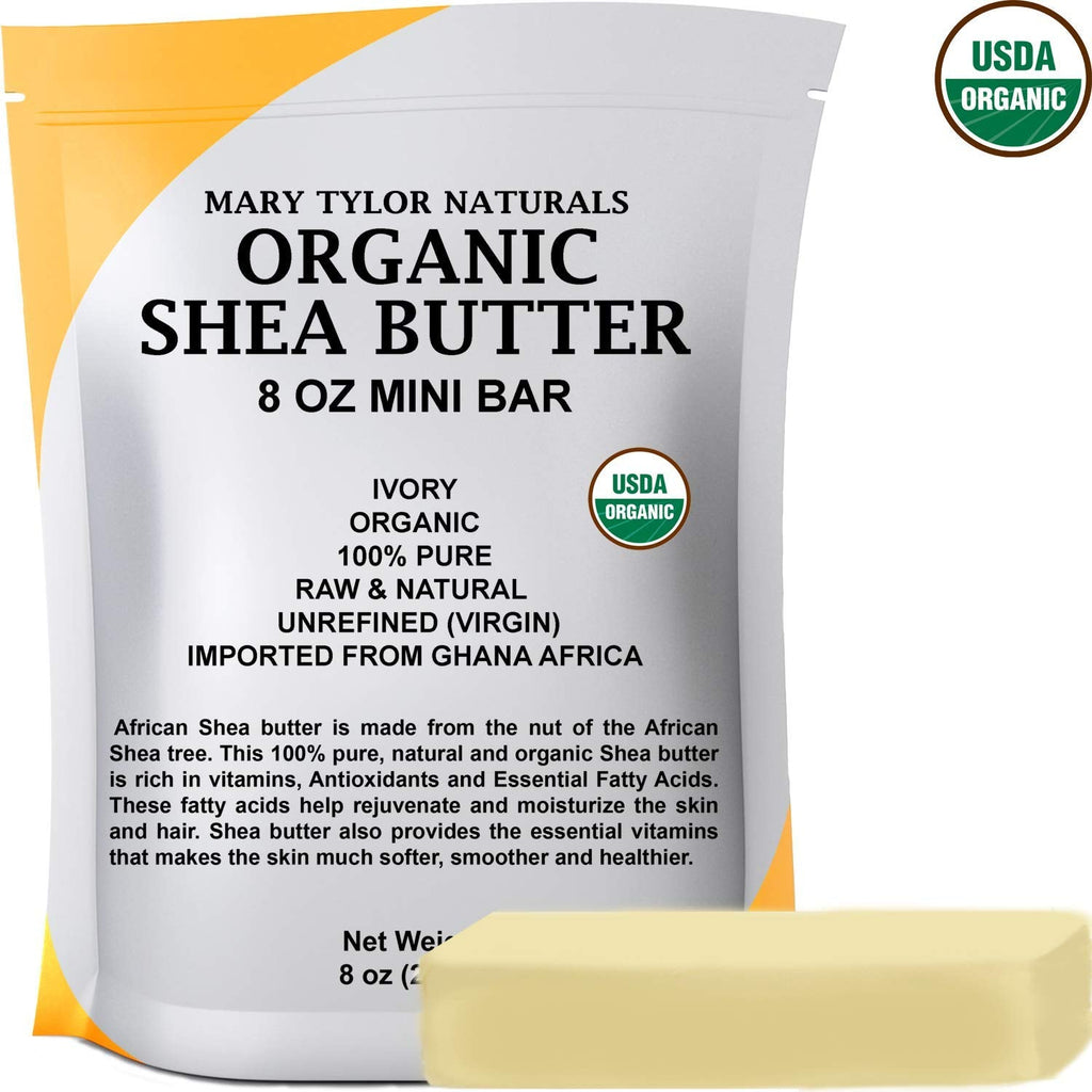 Mary Tylor Naturals Organic Shea Butter 8 oz – USDA Certified Raw, Unrefined Ivory from Ghana