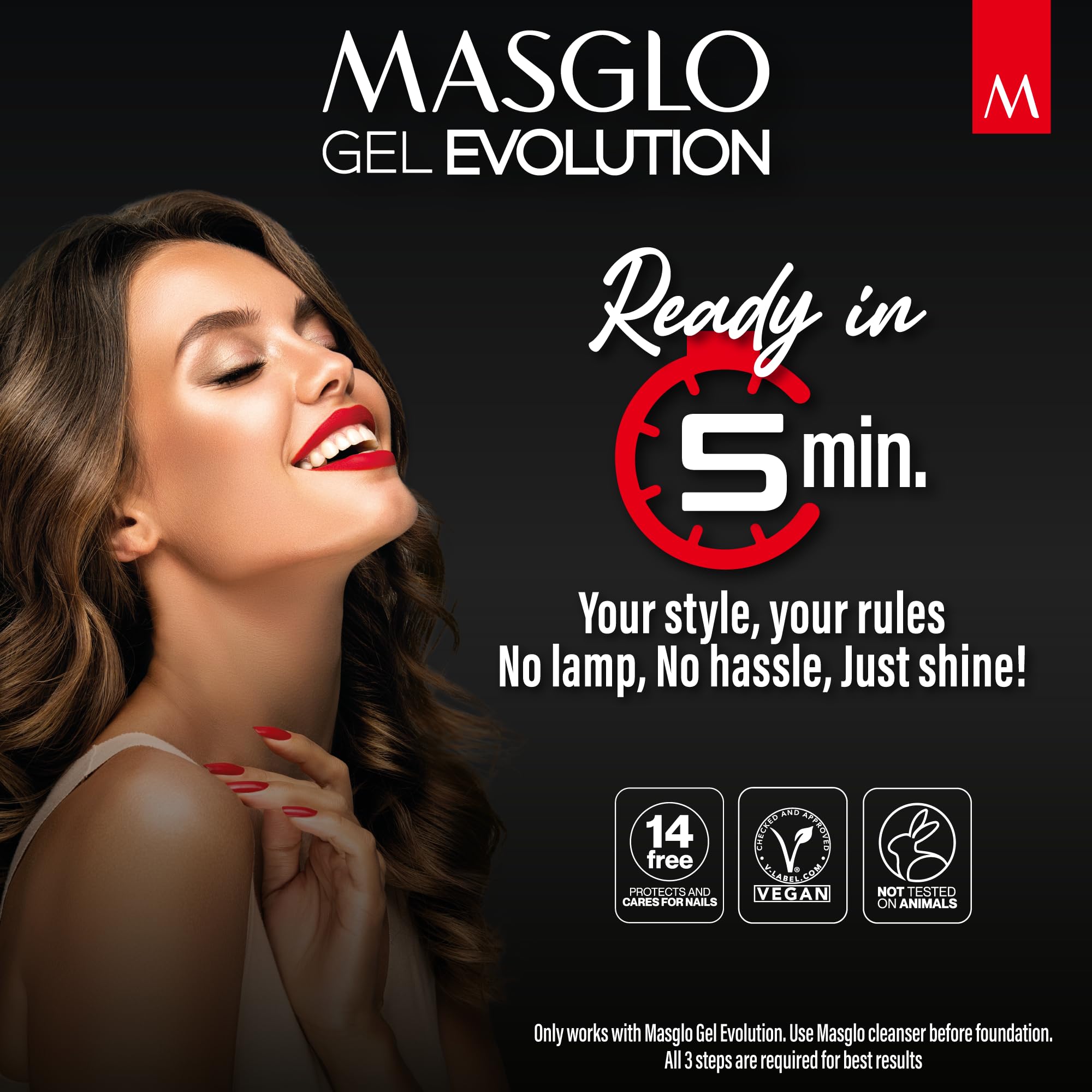 MASGLO Gel Evolution Set – 3 Nail Polishes, No Lamp, 12-Day Wear, 14-Free Vegan