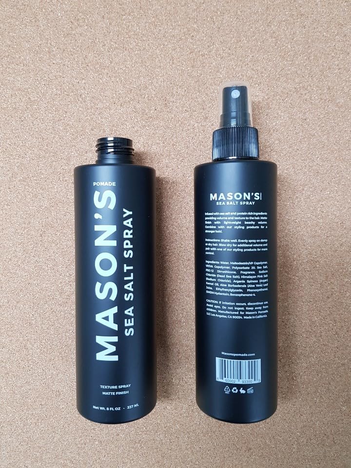 Mason’s Sea Salt Spray – Beach Waves, Aloe & Argan Oil, Lightweight 8 oz