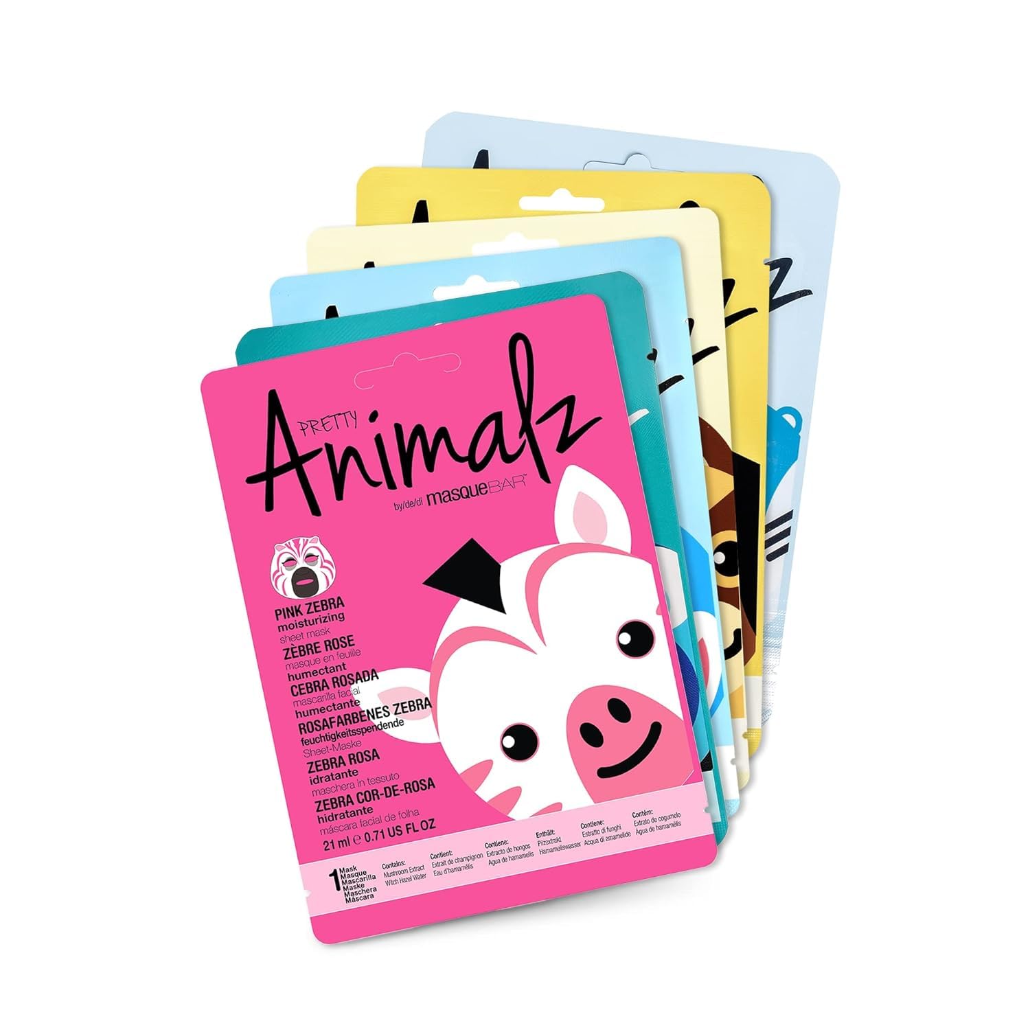 Masque BAR Pretty Animalz Sheet Masks – Hydrating Korean Skincare for All Skin Types (6-Pack)