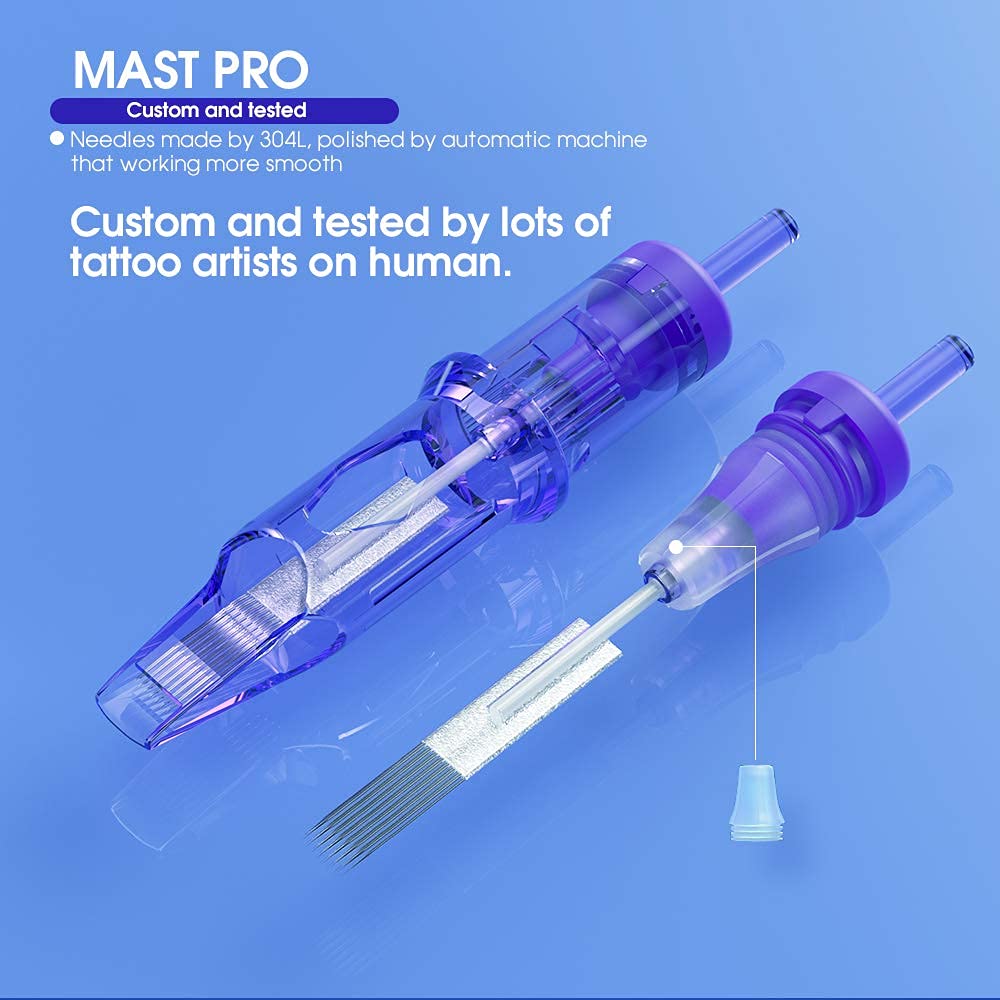 Mast Pro Tattoo Cartridges 0403RL – 20Pcs Disposable Needles #04 Round Liner, Bugpin SMP