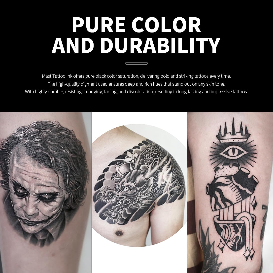 Mast Tattoo Ink Bottle 0.5oz - Triple Black Mas05 | Long-Lasting Color, Easy Flow, Vegan