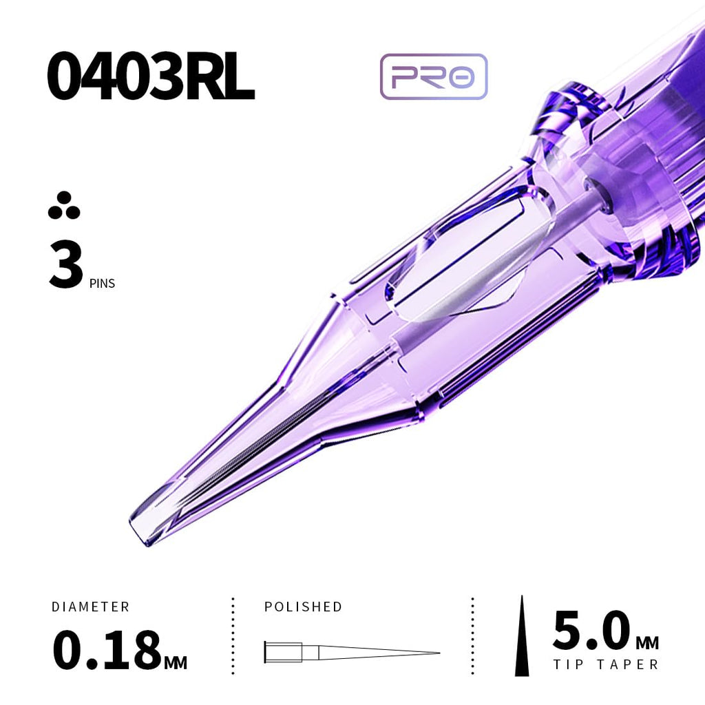Mast Pro Tattoo Cartridges 0403RL – 20Pcs Disposable Needles #04 Round Liner, Bugpin SMP