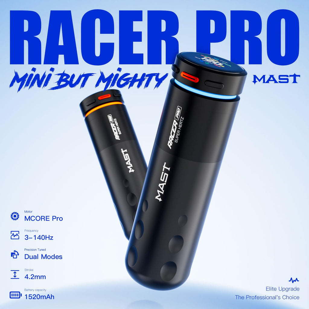 MAST TATTOO Racer Pro Wireless Tattoo Gun Kit – Precision Lining & Shading, 4.2mm Stroke, 3-140Hz