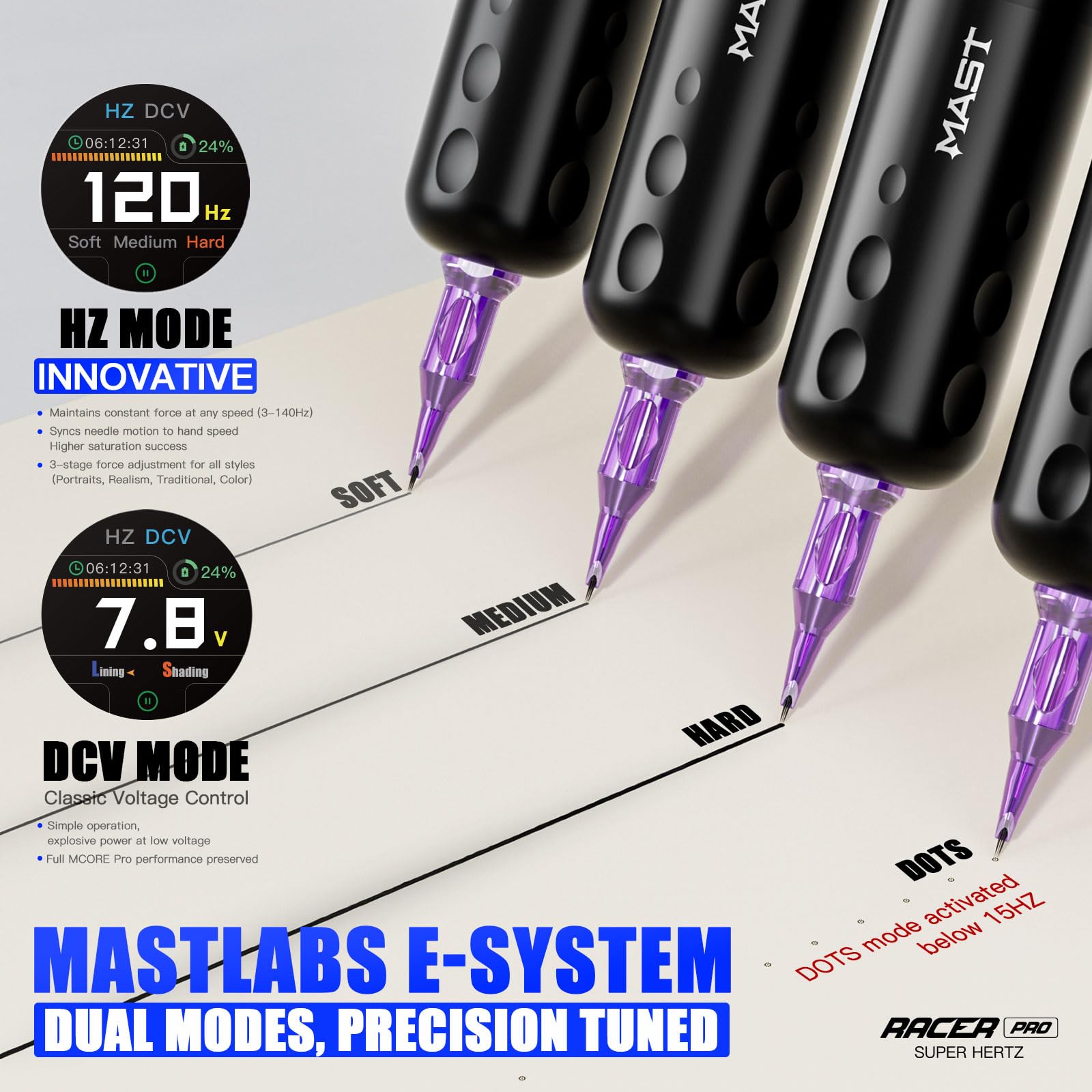 MAST TATTOO Racer Pro Wireless Tattoo Gun Kit – Precision Lining & Shading, 4.2mm Stroke, 3-140Hz