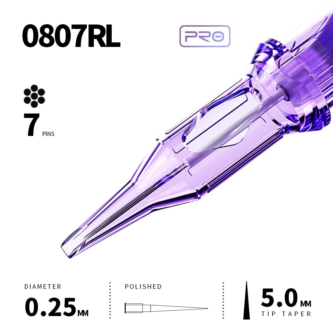 MAST TATTOO Mast Pro 20Pcs Cartridges – 0.25mm Round Liner 0807RL