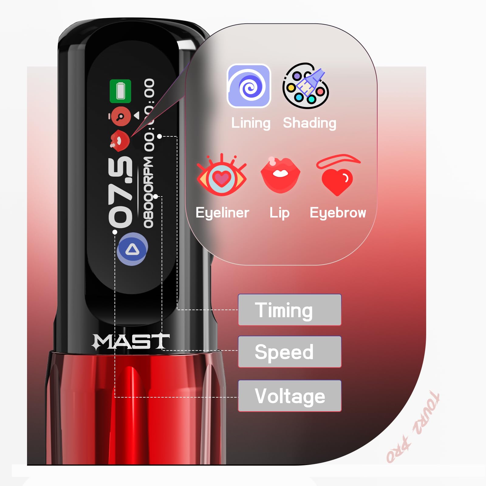 MAST TATTOO Tour2 Pro Cordless Tattoo Gun Kit – Lightweight, Silent Rotary Machine for Beginners