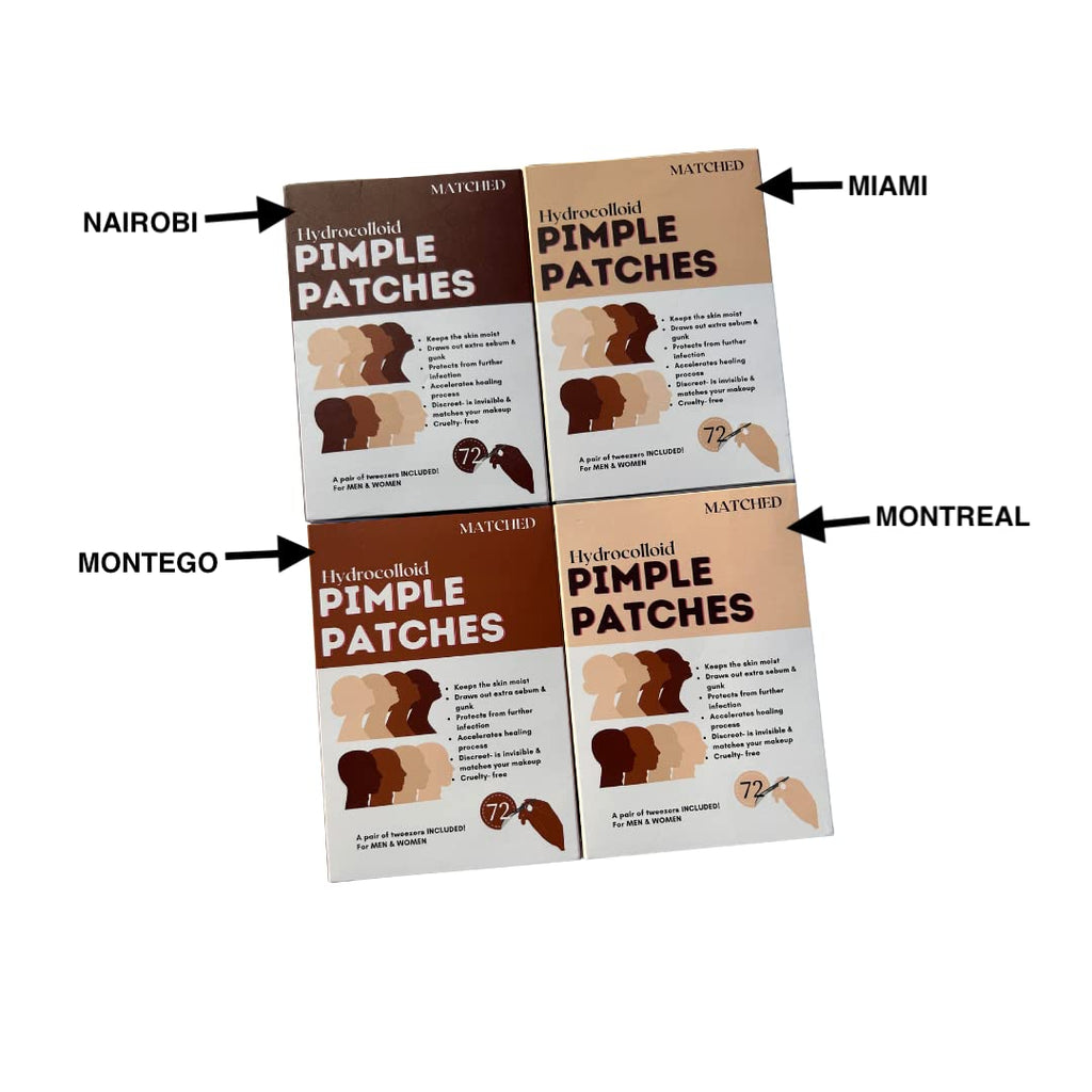 MATCHED Invisible Hydrocolloid Pimple Patches | 72 Count, 3 Sizes (MONTEGO)