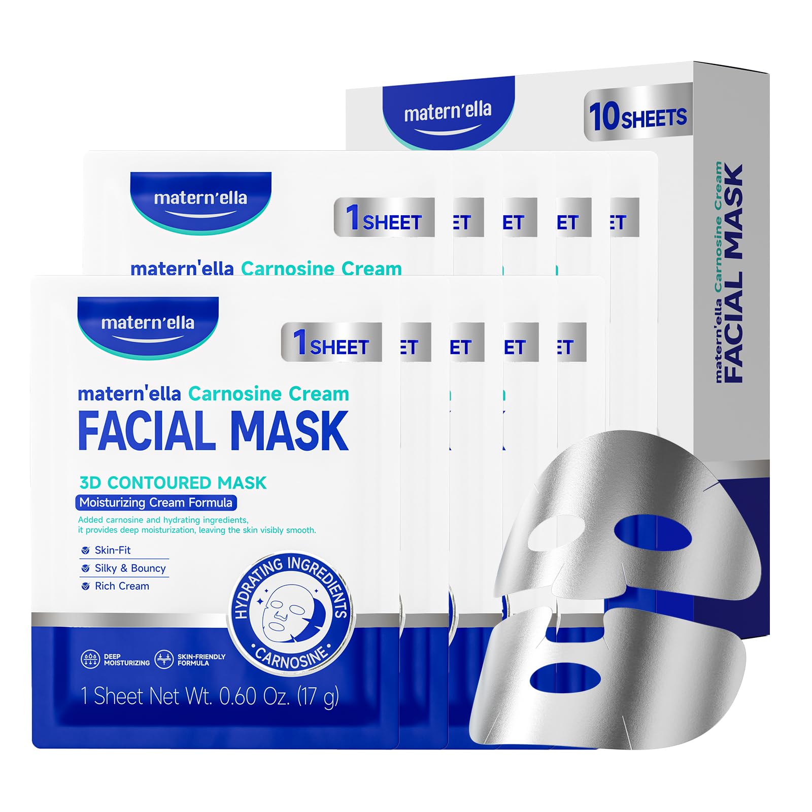 matern'ella Carnosine Cream Facial Mask with Pro-Xylane & Peptides – 3D Contour, Deep Hydration