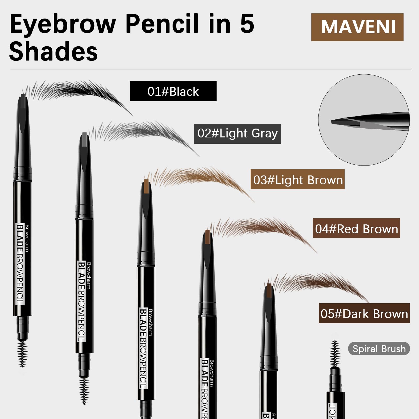 MAVENI Browcharm Microblading Eyebrow Pencil 0.1mm Ultra-Fine | Waterproof, Long-Wear (01 Black)