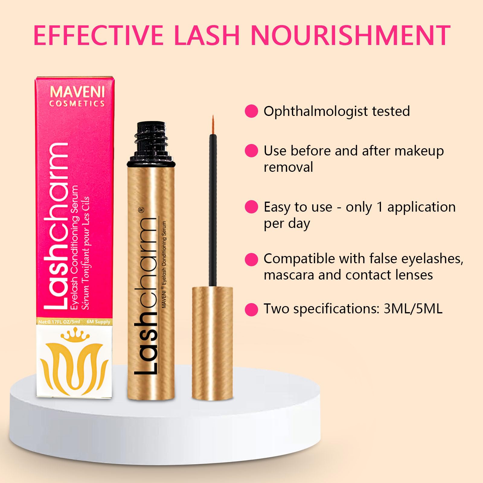 MAVENI Lash Enhancing Serum – Advanced Eyelash Growth (5ml) – Gold