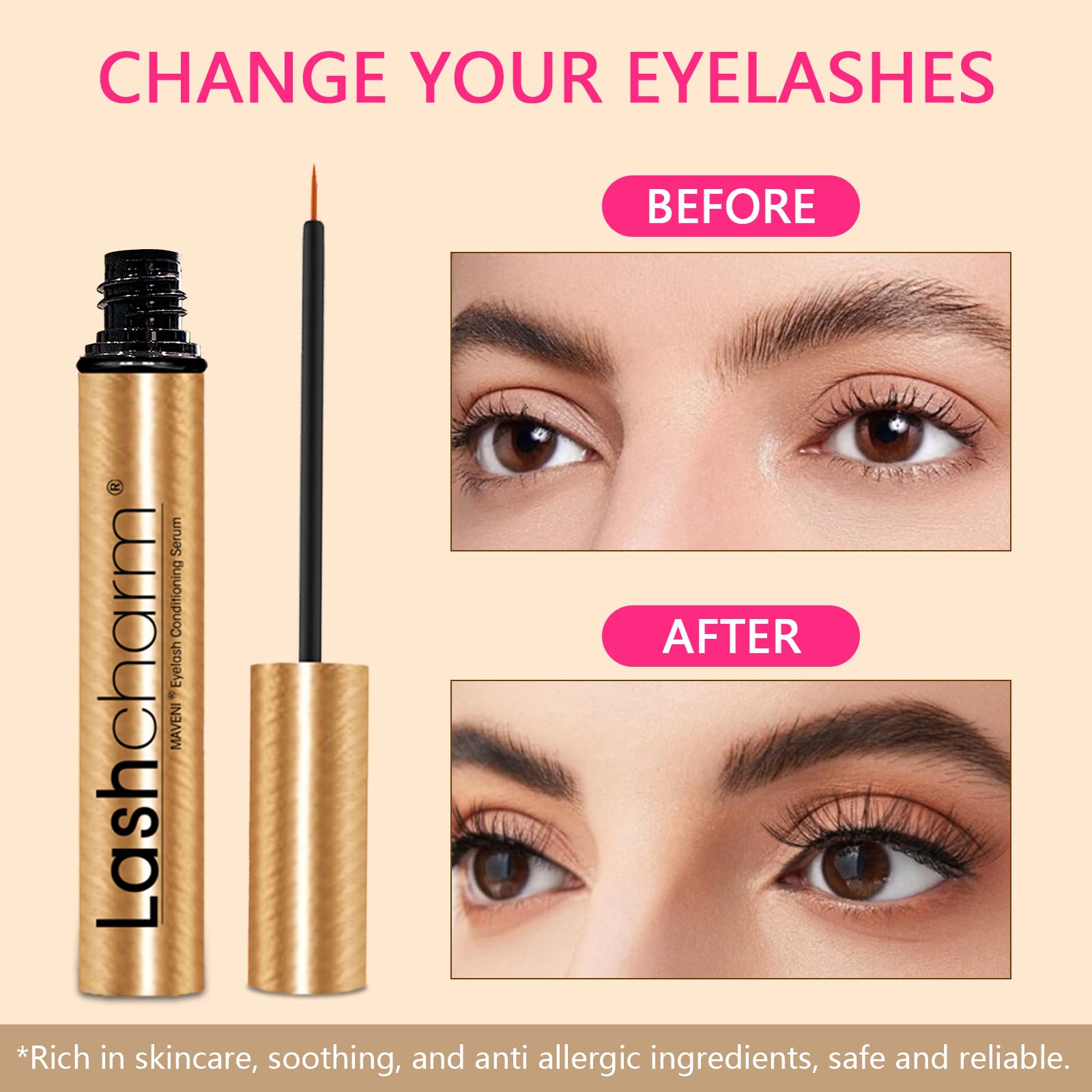 MAVENI Lash Enhancing Serum – Advanced Eyelash Growth (5ml) – Gold