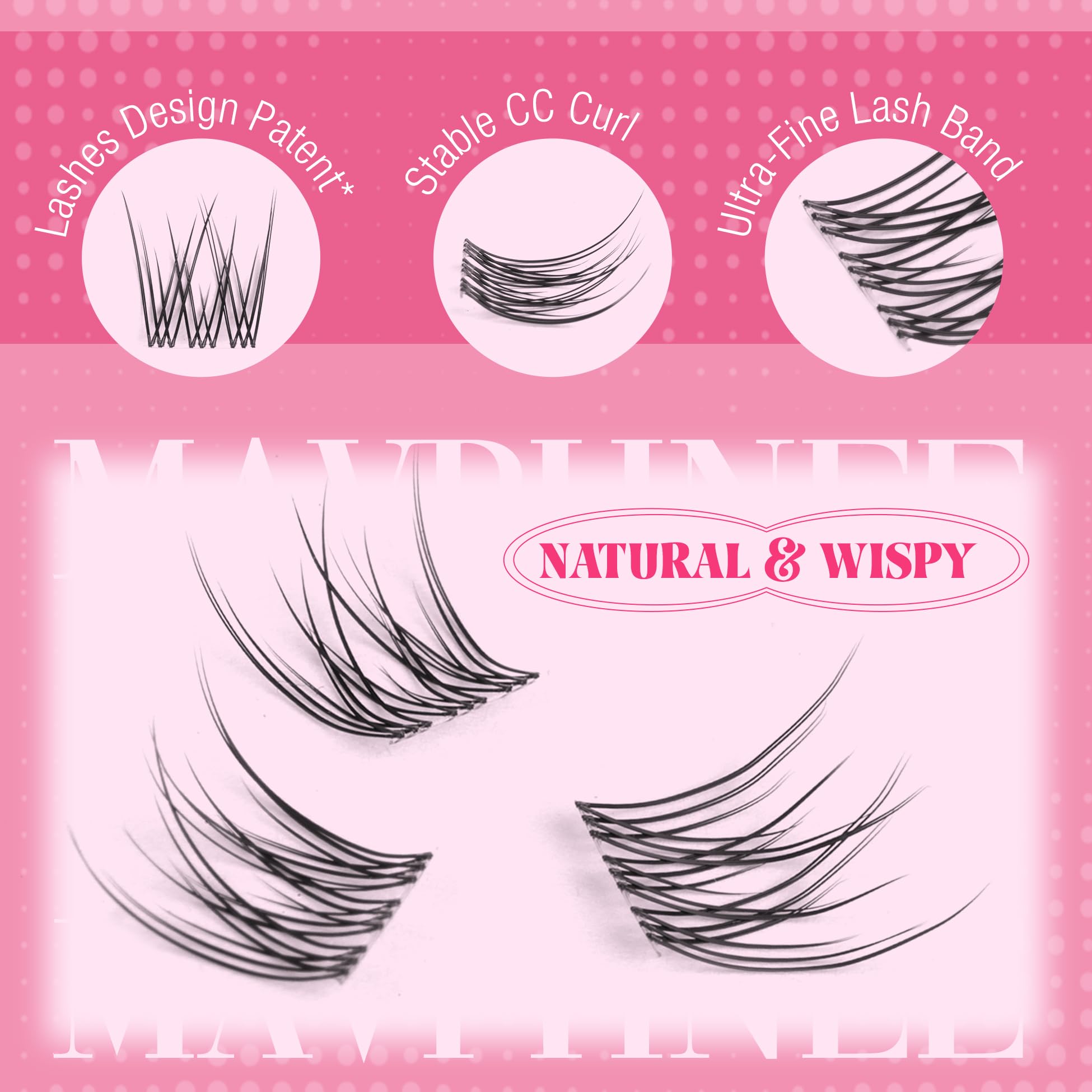 Mavphnee Natural Lash Clusters Kit — Wispy CC-Curl Lashes, Clear Band, DIY Lash Extensions, Bond & Seal, Remover