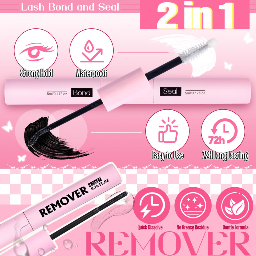 Mavphnee Natural Lash Clusters Kit — Wispy CC-Curl Lashes, Clear Band, DIY Lash Extensions, Bond & Seal, Remover