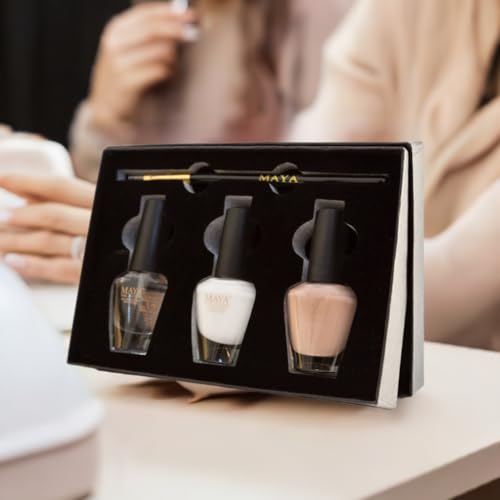 MAYA HALAL Breathable & Toxin-Free Vegan Nail Polish – French Manicure Set with Brush