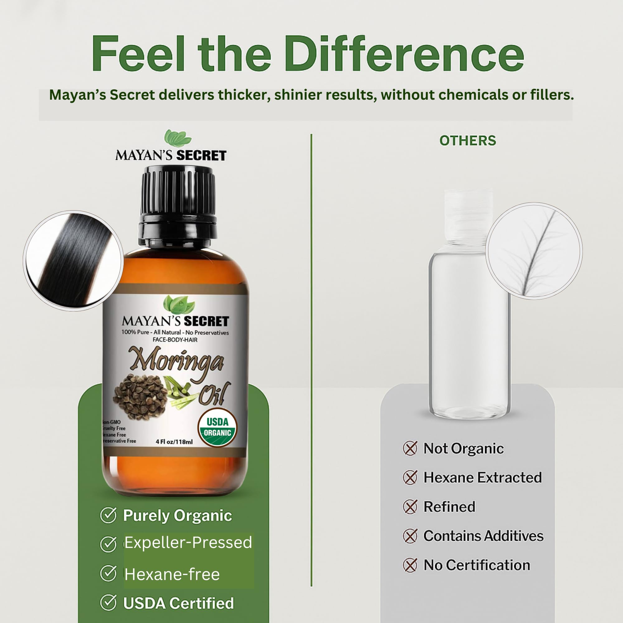 Mayan's Secret Organic Moringa Energy Oil — 100% Pure Moringa Seed Oil for Skin & Hair