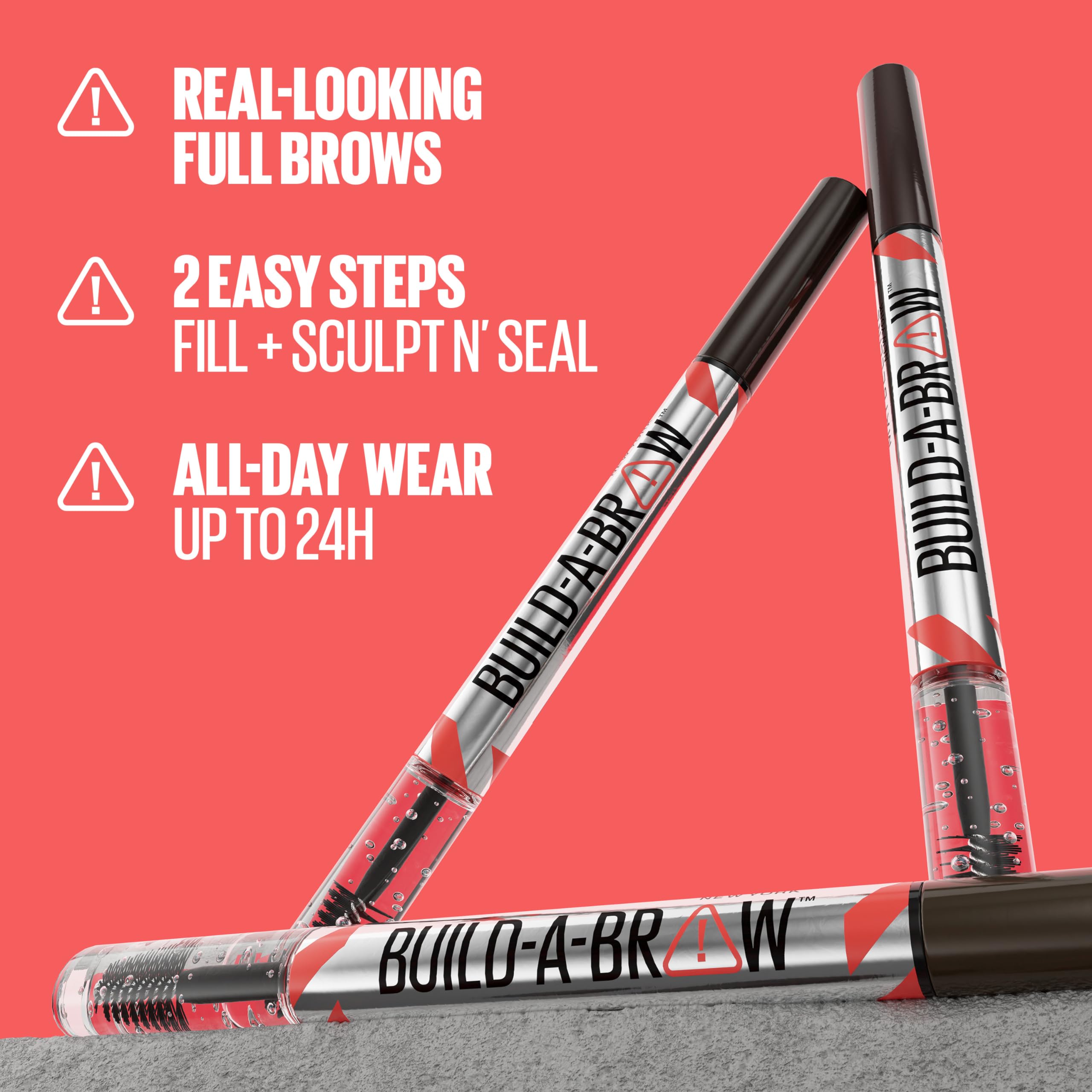 Maybelline Build-A-Brow 2-in-1 Brow Pen + Sealing Gel – Real-Looking, Waterproof, 24HR Wear
