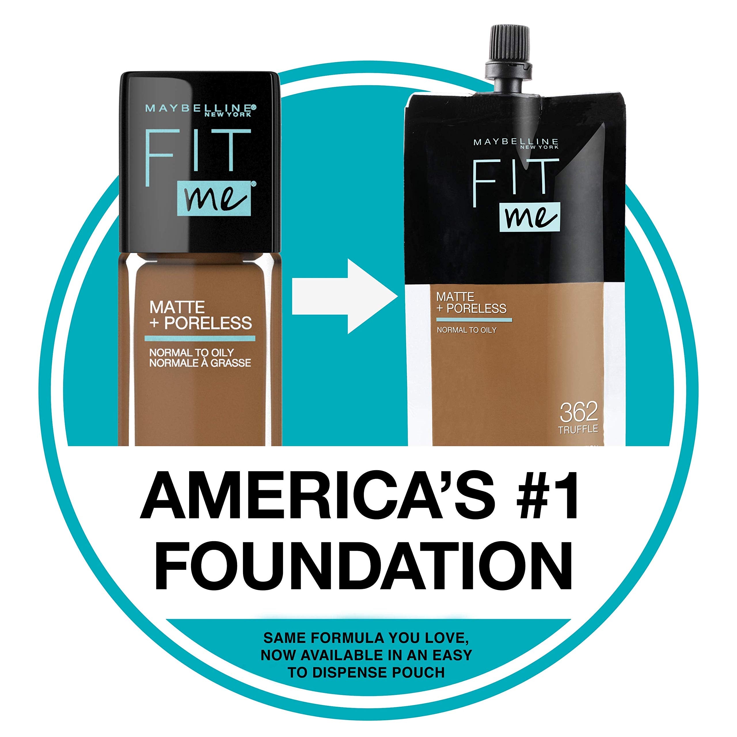 Maybelline Fit Me Matte + Poreless Foundation – Pouch, Shade 220 Natural Beige, 1.3 oz