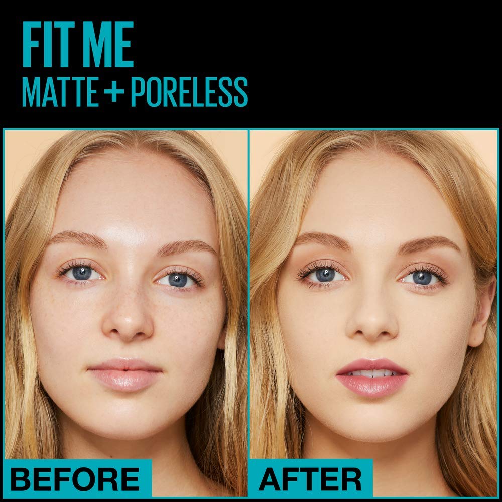 Maybelline Fit Me Matte + Poreless Foundation – Pouch, Shade 220 Natural Beige, 1.3 oz