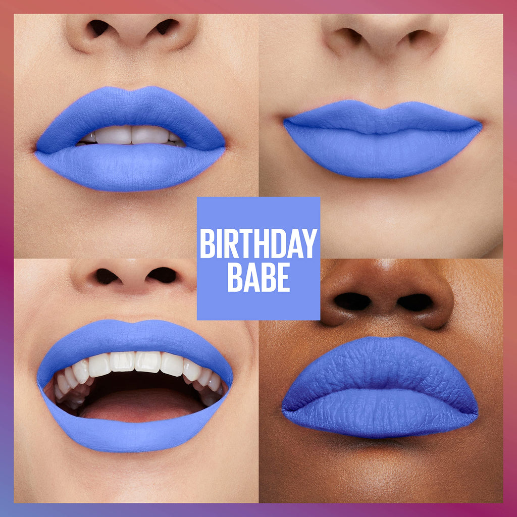 Maybelline New York Super Stay Matte Ink Birthday Edition – 16-Hour Transfer-Proof Lipstick, Birthday Babe (0.17 oz)