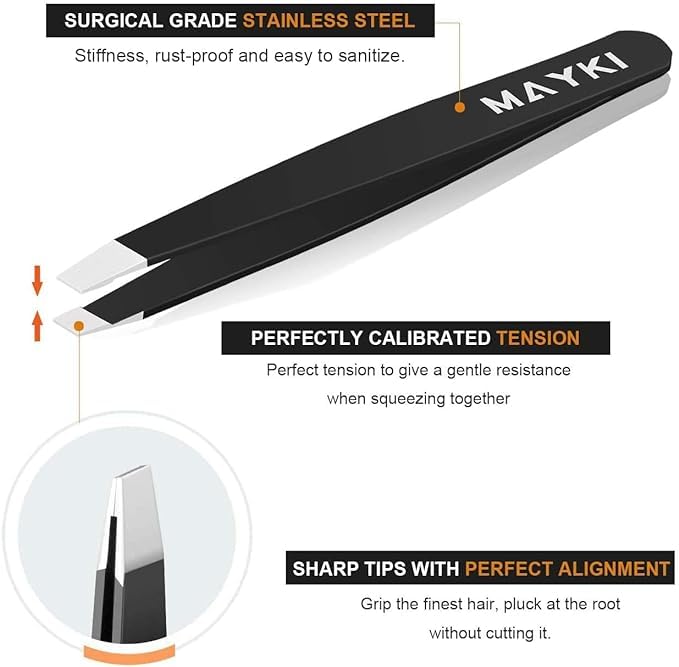 MAYKI Eyebrow Tweezers Set 6 PCS – Professional Stainless Steel Precision Tweezers Kit for Women & Men
