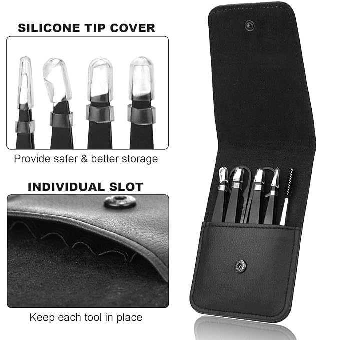 MAYKI Eyebrow Tweezers Set 6 PCS – Professional Stainless Steel Precision Tweezers Kit for Women & Men