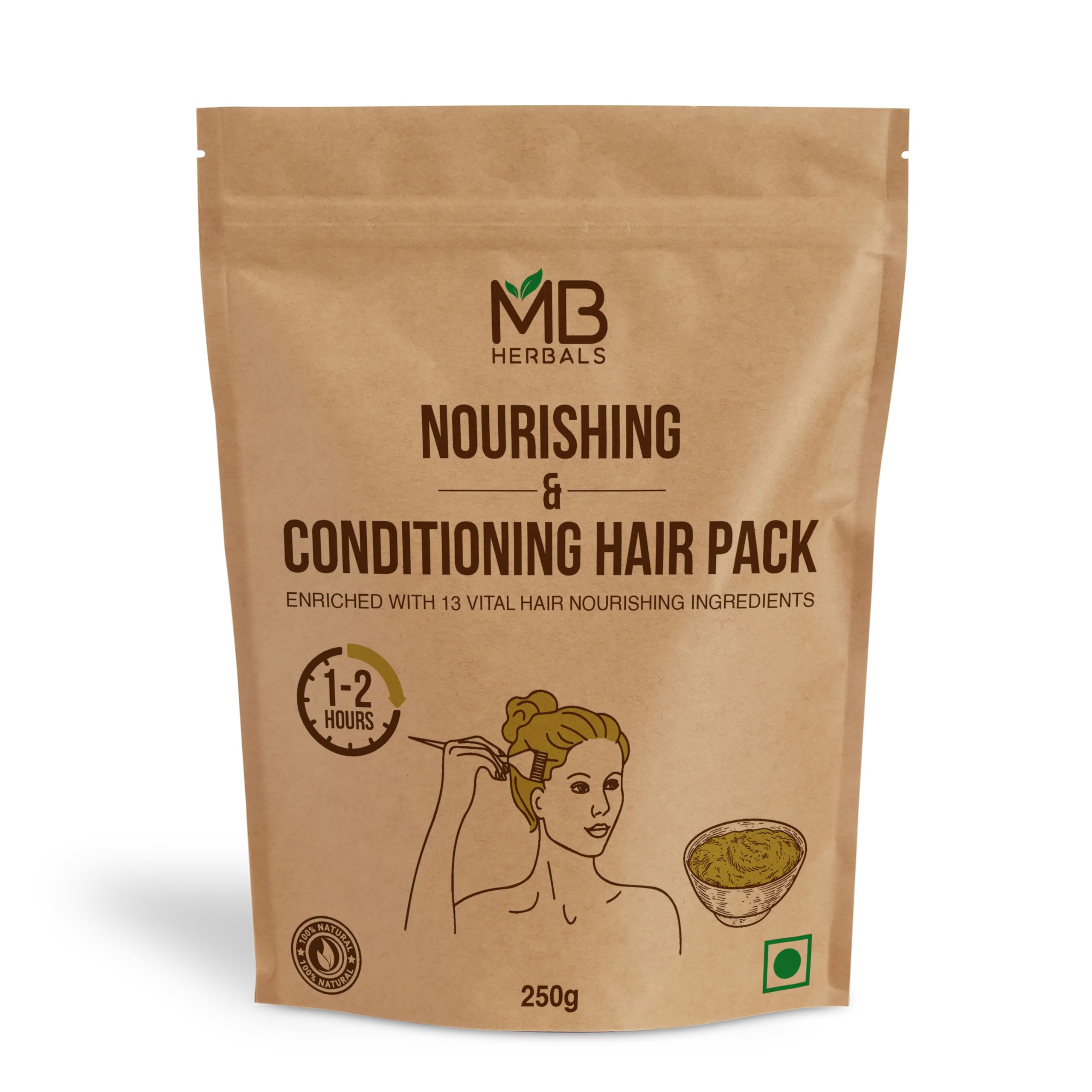 MB Herbals Hair Pack – Nourishing & Conditioning (8.81 oz) with Amla, Aloe Vera & Indigo