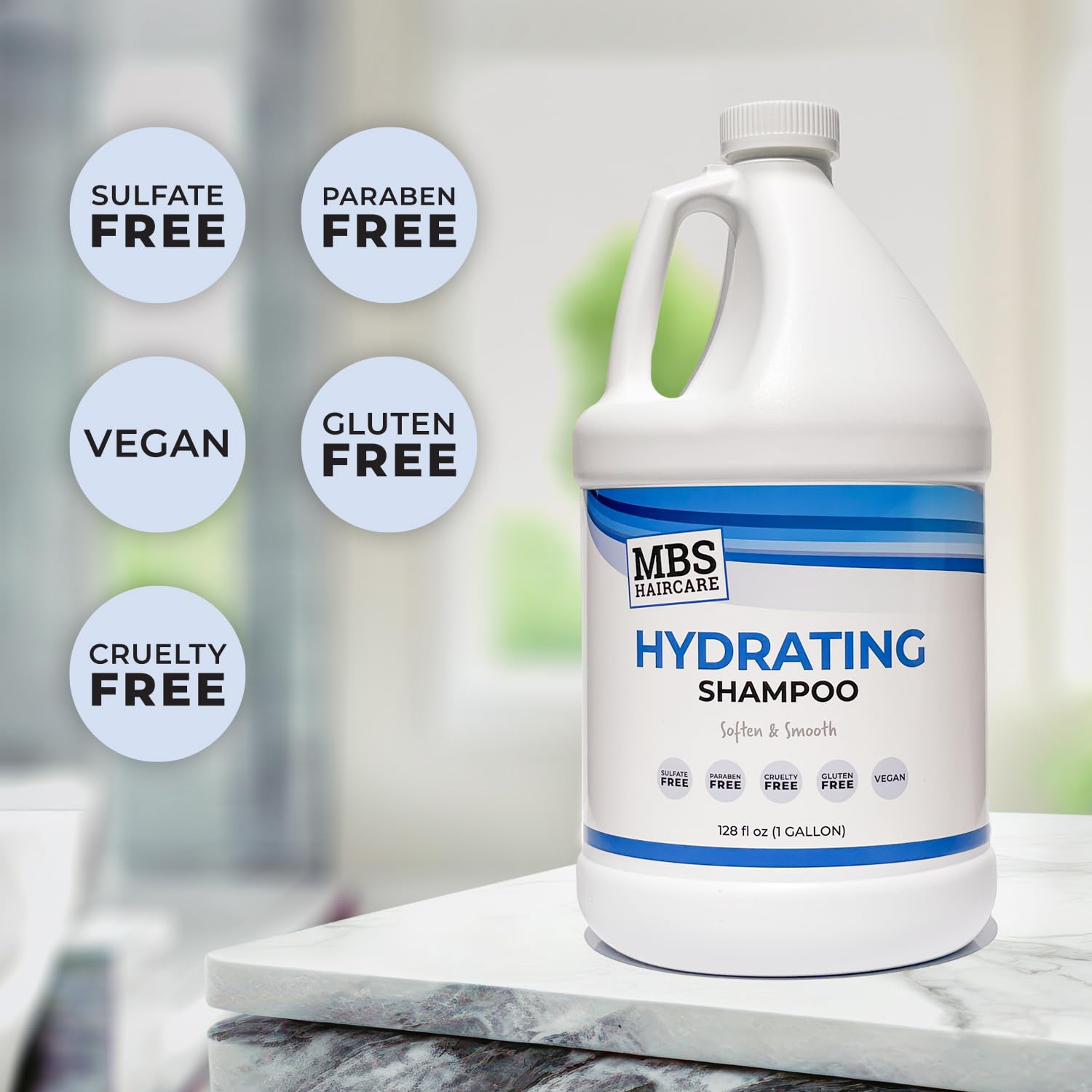 MBS Haircare Hydrating Shampoo – 1 Gallon | Sulfate Free, Paraben Free, Vegan