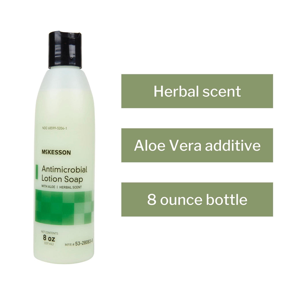 McKesson Antimicrobial Lotion Hand Soap with Aloe – 8 oz Pump, Herbal Scent