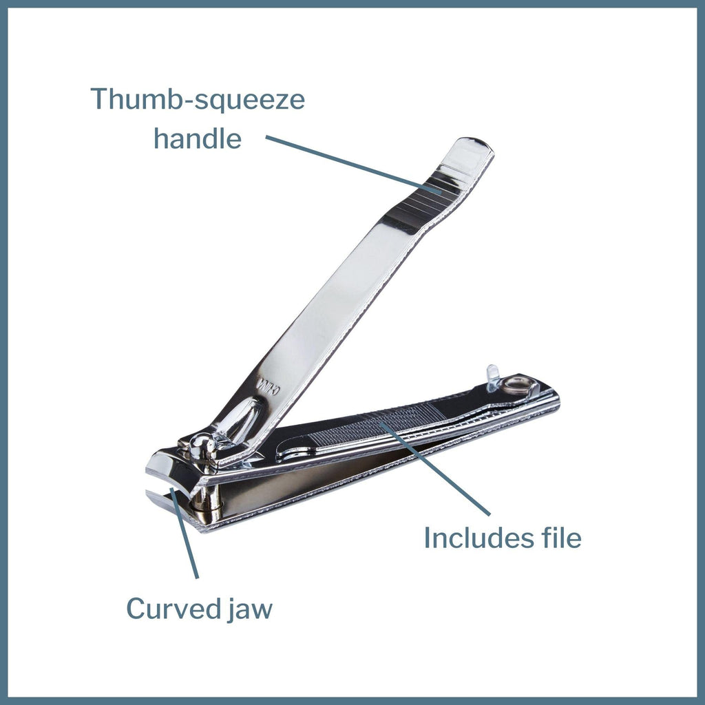 McKesson Toenail Clippers with File – Steel Nail Clippers with Thumb Squeeze Lever (12 Count)