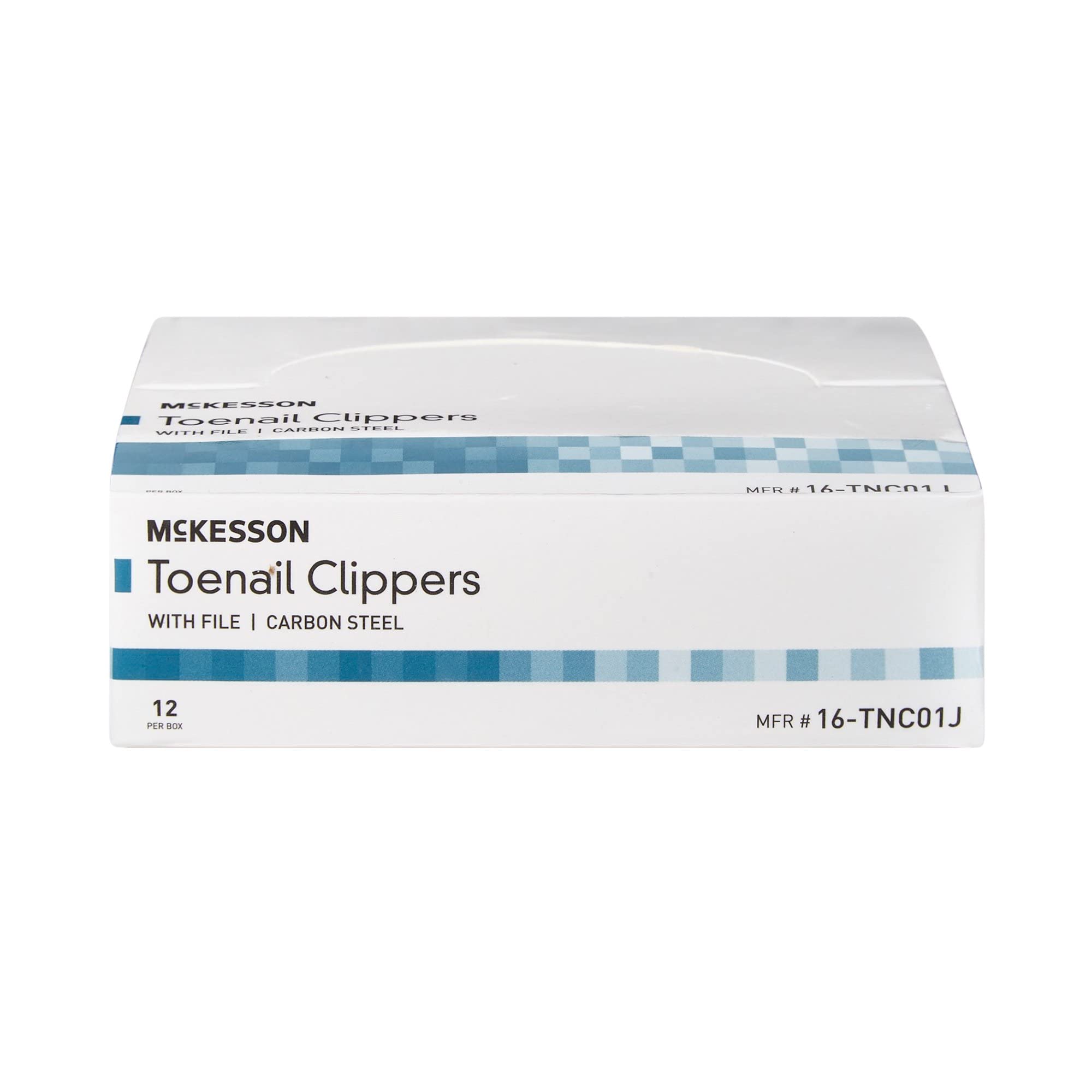 McKesson Toenail Clippers with File – Steel Nail Clippers with Thumb Squeeze Lever (12 Count)