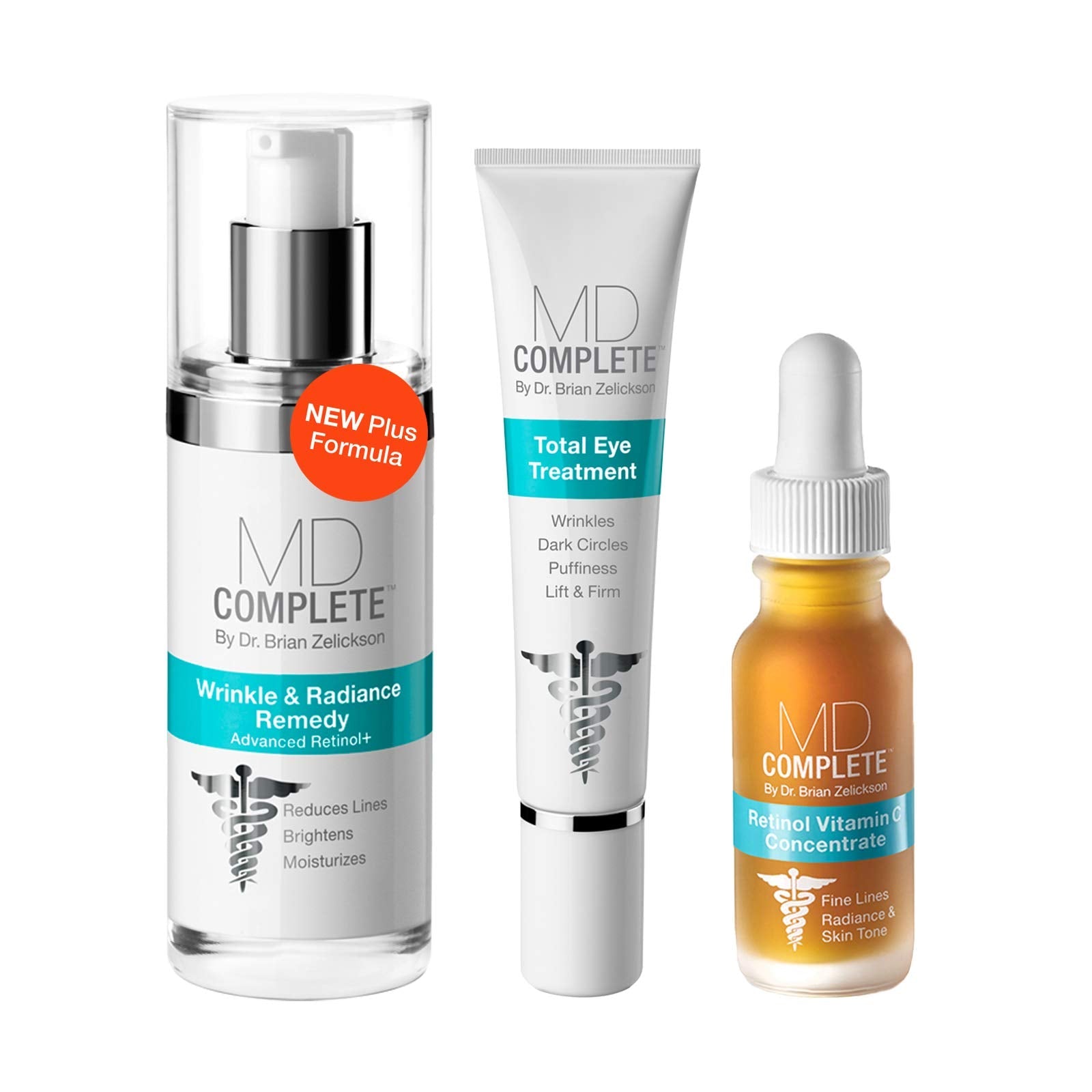 MD Complete Wrinkle Radiance Trio by Dr. Zelickson – Retinol, Vitamin C, Peptides & Hyaluronic Acid Skincare