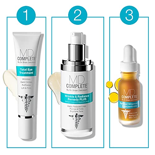 MD Complete Wrinkle Radiance Trio by Dr. Zelickson – Retinol, Vitamin C, Peptides & Hyaluronic Acid Skincare