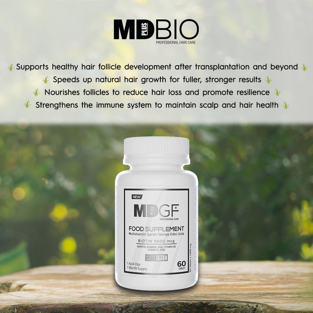 MD PLUS BIO Anti Hair Loss Vitamins for Hair & Beard Growth – Biotin, Saw Palmetto, Collagen