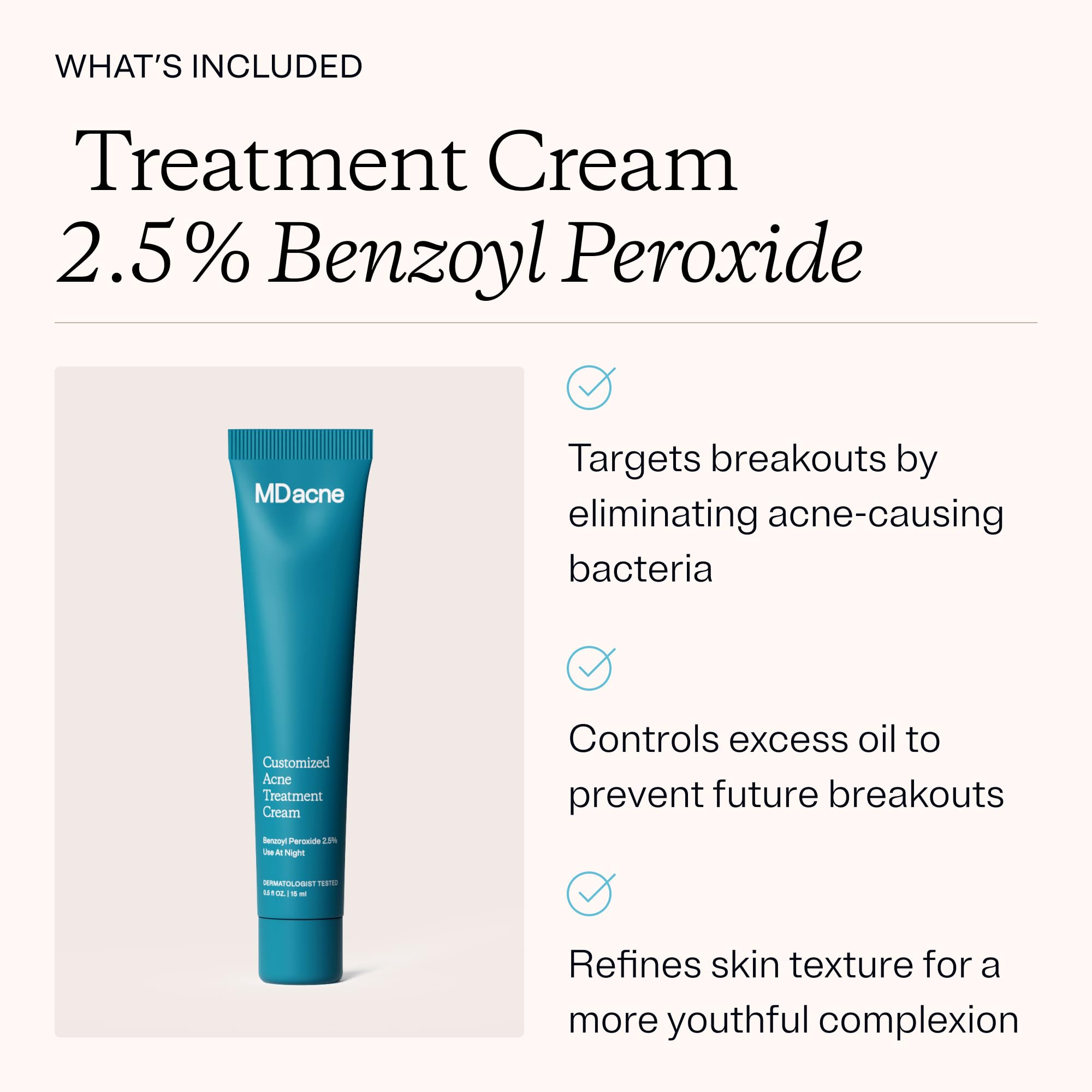 MDacne 3 Step Acne Treatment Kit – Benzoyl Peroxide 2.5%, Salicylic Cleanser, Niacinamide Moisturizer