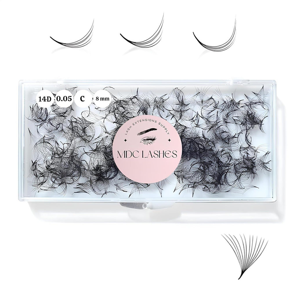 MDC LASHES 500 Promades Eyelash Fans — Premade Volume Lashes (8–18mm, 5D–20D, C/CC/D, 0.03–0.07)